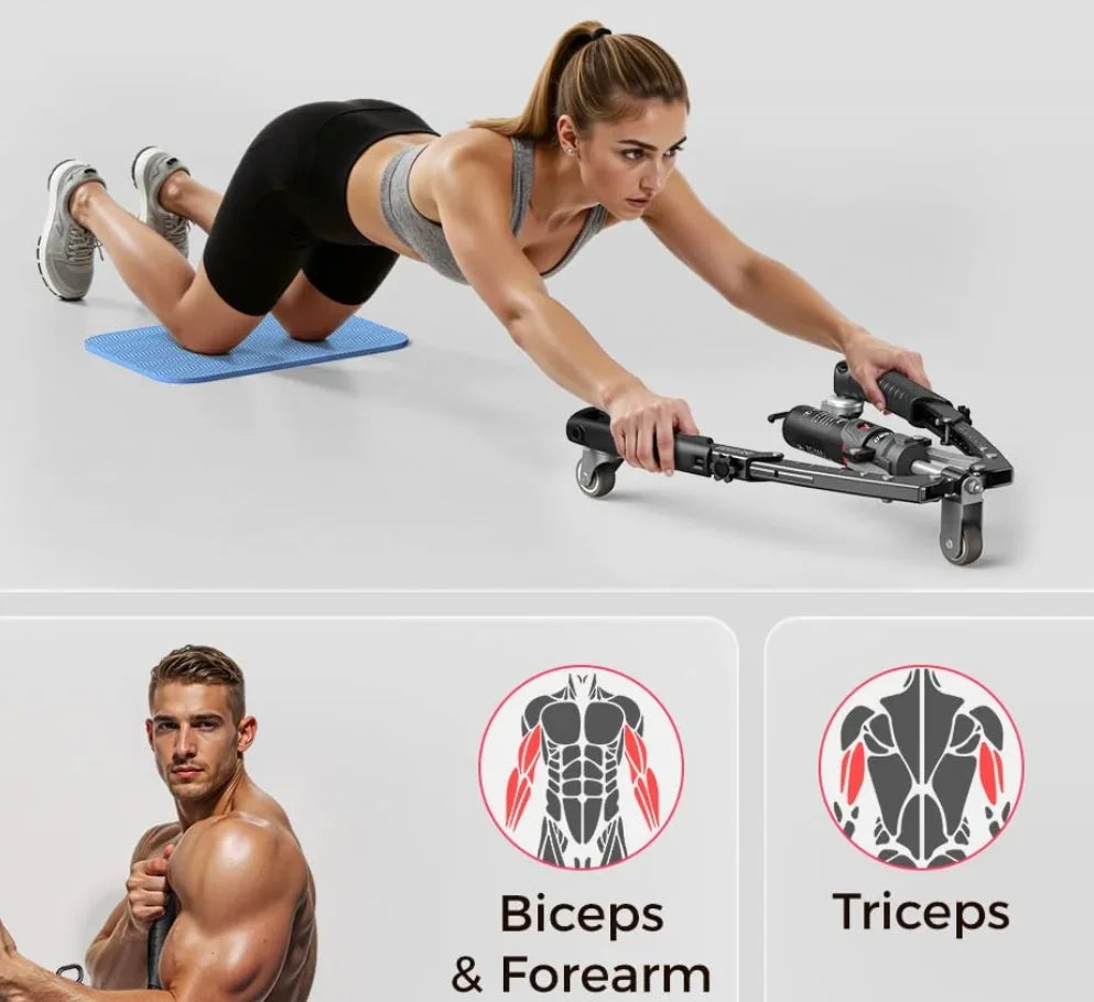 Home Workout Trainer with Resistance, Push-Up & Twist Board with Ab Wheel for Full Body Exercise
