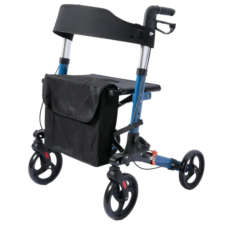 Heavy Duty Rollator Walker for Seniors with Seat,Foldable Rolling Walker for All Terrain Wheels,Adjustable Walking Shopping Cart