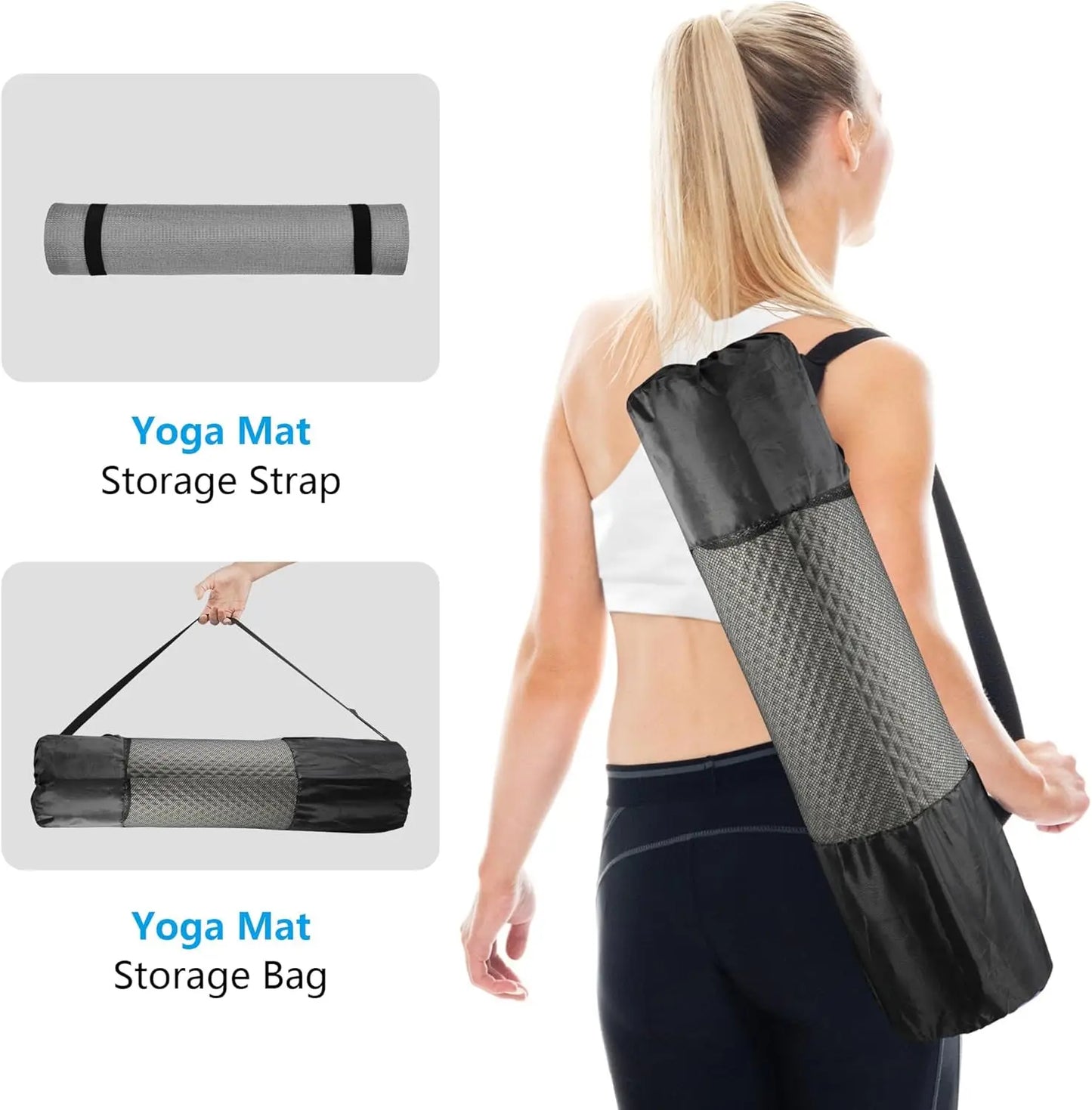 Extra Wide Non-Slip Yoga Mat with Strap and Bag, Thick Exercise Mat for Home Workouts, Pilates, Stretching