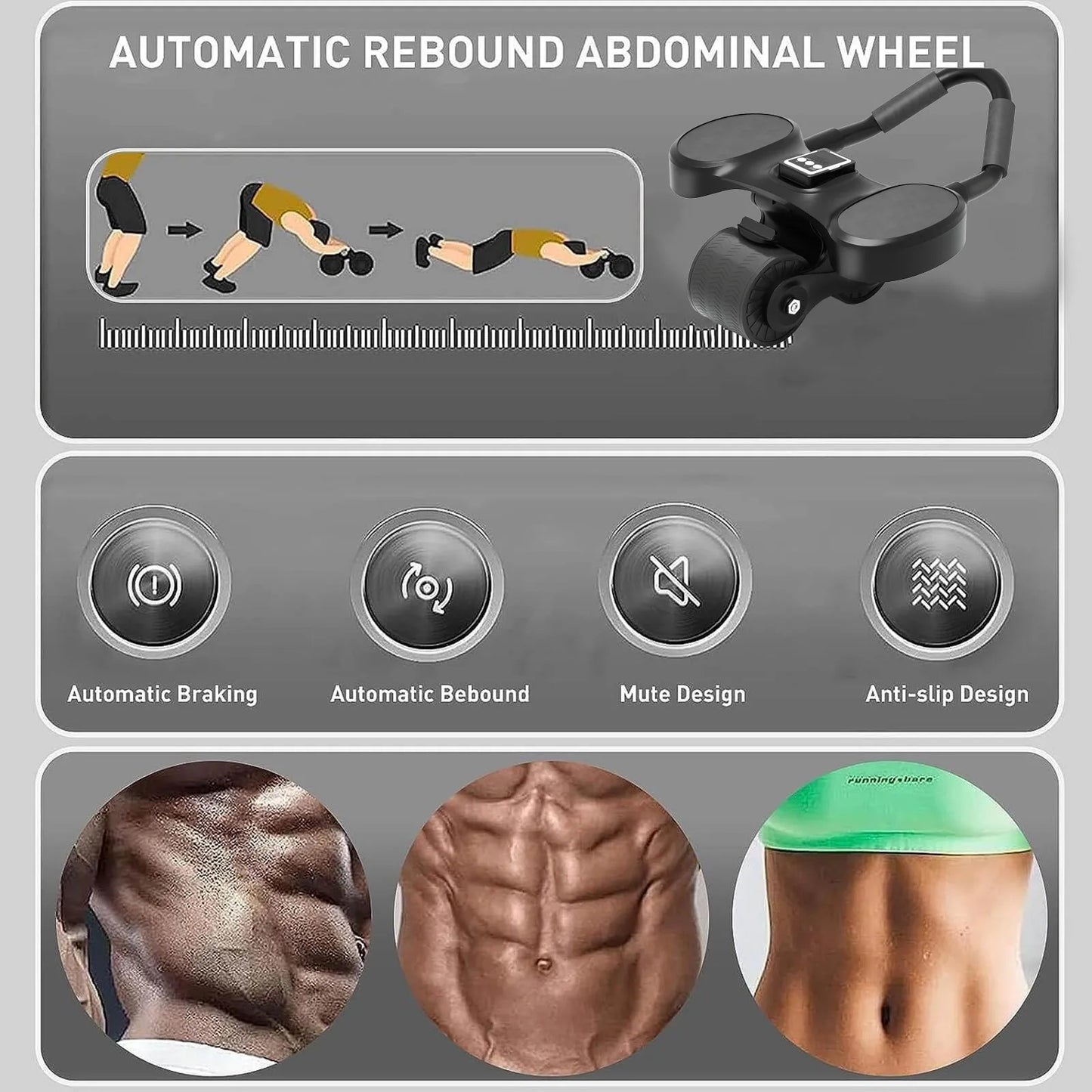 Ab Roller With LCD Tracker For Home Gym Core Exercise