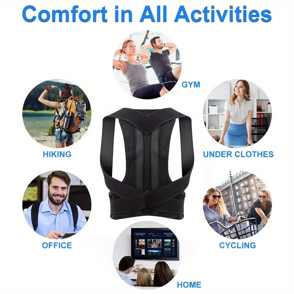 Universal posture belt for men and women - comfortable and fitting back support, elastic with back support
