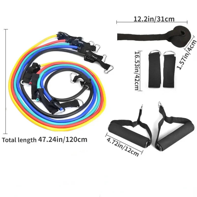 Multifunction Fitness Tension Rope 11 Piece Resistance Band Set