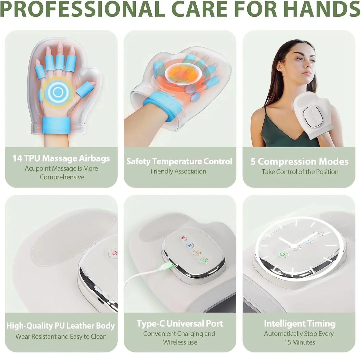 Hand Massager With Heat And Airbag Compression Kneading Massage