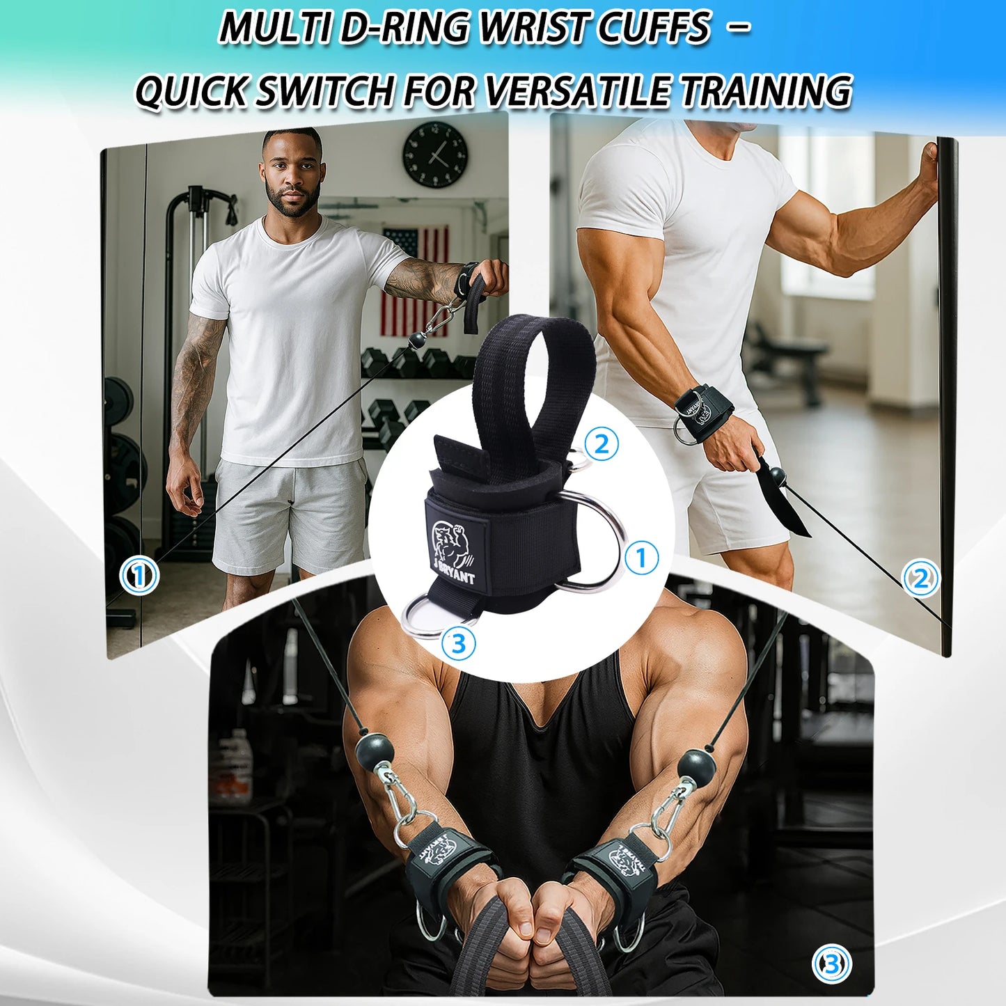 J Bryant Weight Lifting Straps With Wrist Cuffs D Ring