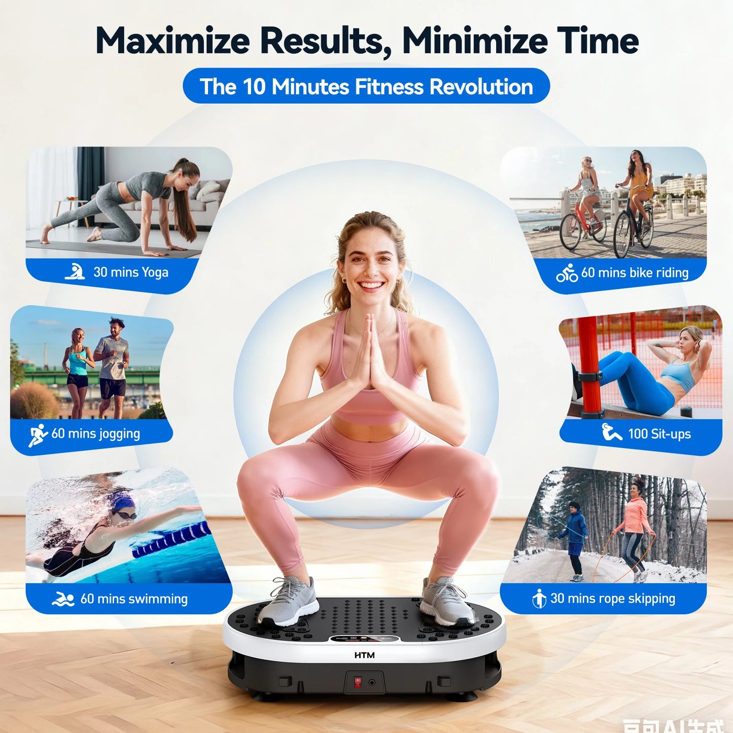 Vibration Plate High Frequency Vibration Fat Burning Fitness Platform 9 Programs 120 Levels Home Gym Weight Loss Remote Control