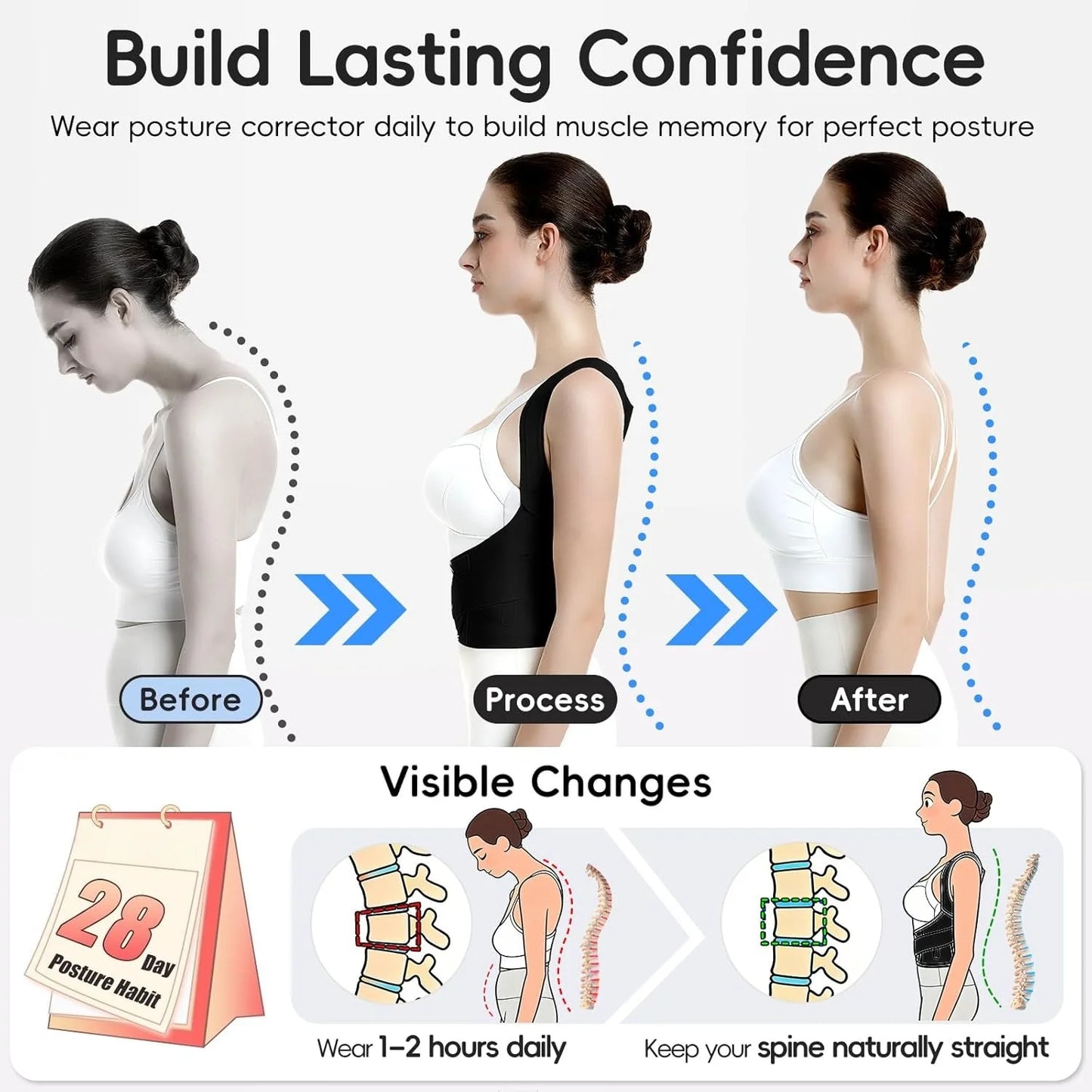Invisible Posture Corrector For Women Back Brace With 3 Rib