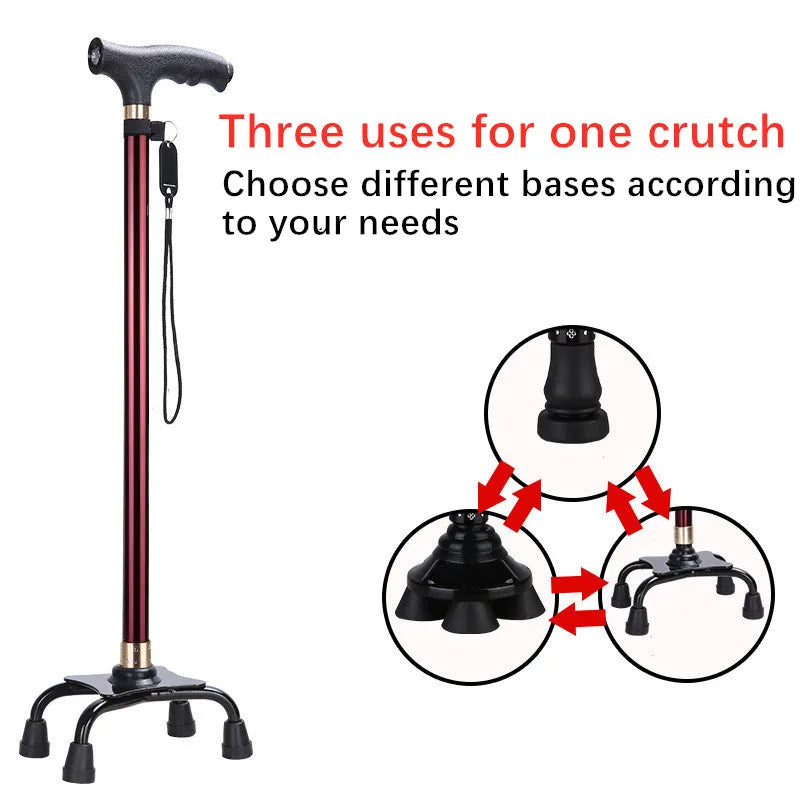 LED Light Adjustable Walking Stick For Seniors Aluminum Shaft
