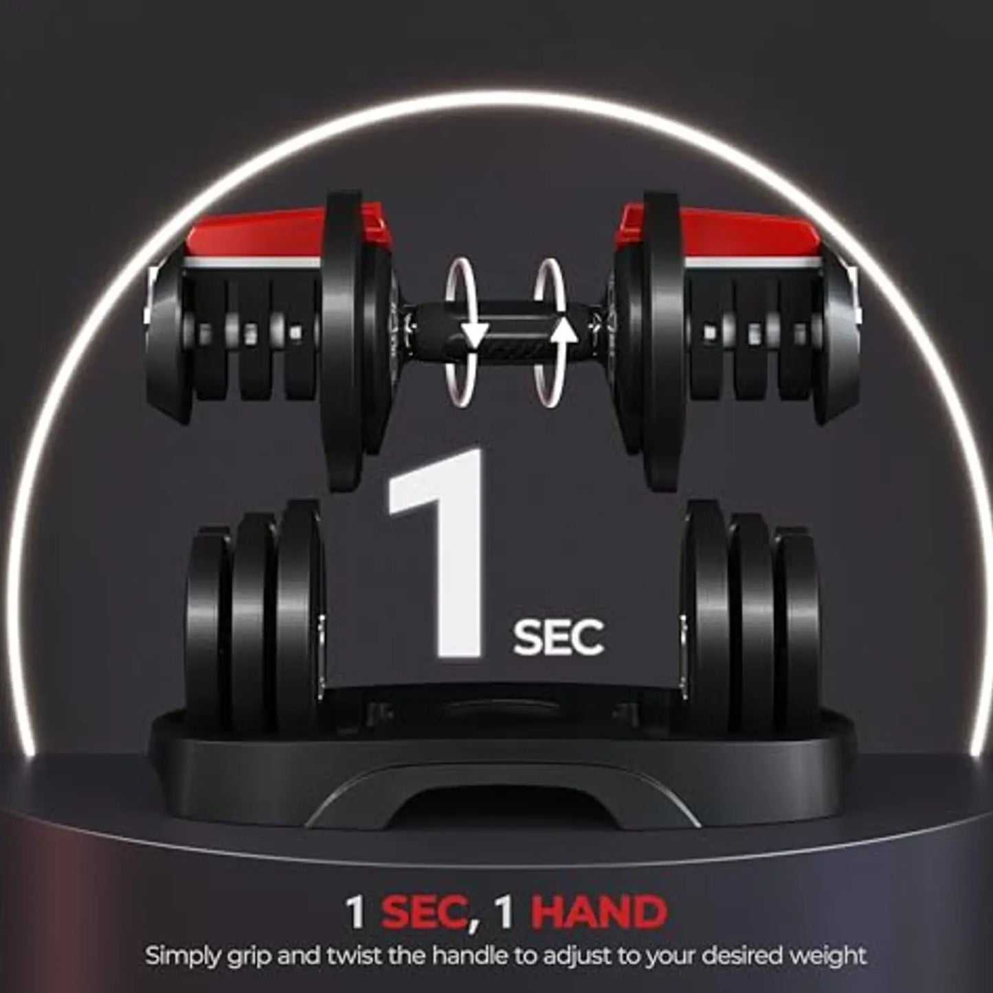 Adjustable Dumbbell Set 28/40/52.5/90 Lbs With Anti Slip Handle Tray