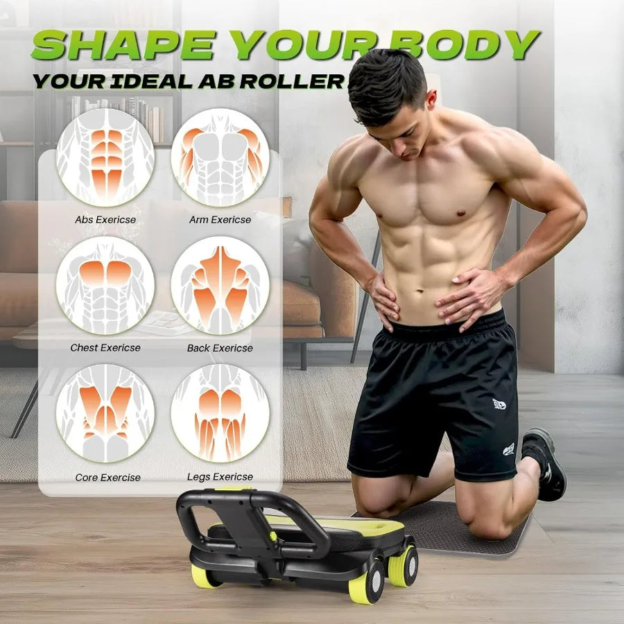 Ab Roller Wheel - Ab Roller with Elbow Support for Core Workout Belly Fat Automatic Rebound Abdominal Wheel for Women Men Home G