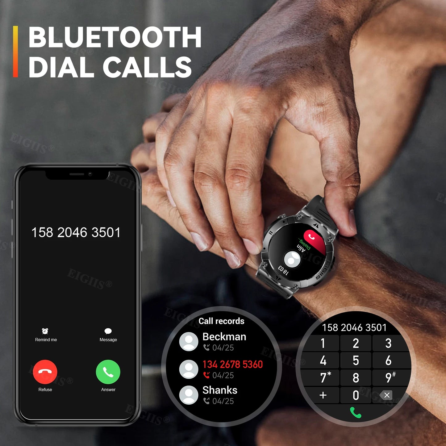 LaNikar Smart Watch Men TFT Display Bluetooth Call Blood Pressure