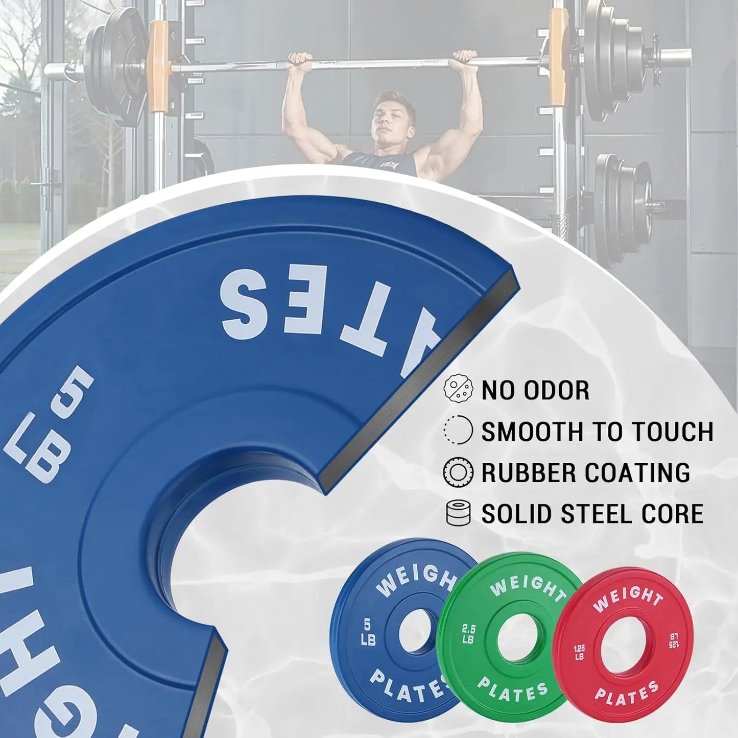 Rubber Bumper Plates,2 Inch Weight Plates,Change Plates,for Home GymTraining Plate for Weight Lifting (1.25LB,2.5LB,5LB,10LB) x2