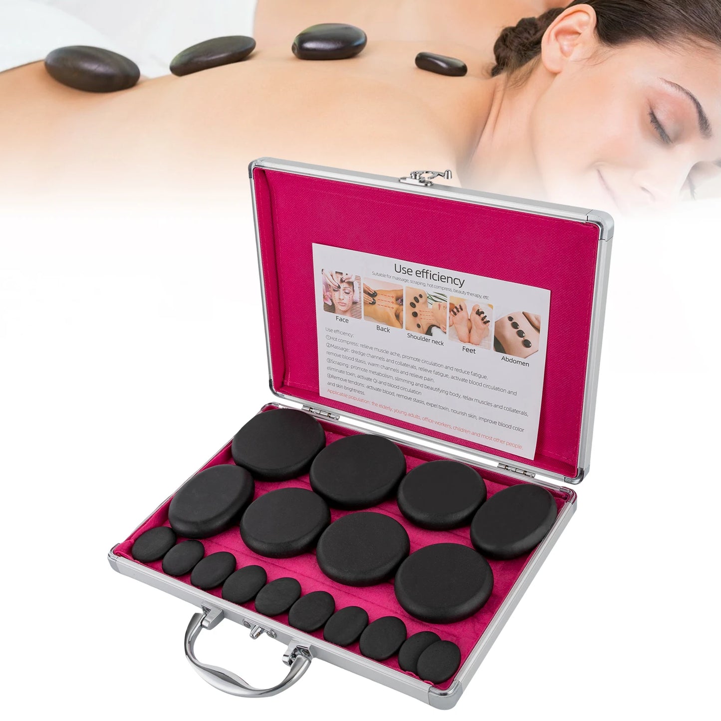 Bymaocar Hot Stones Massage Set With Heater Box