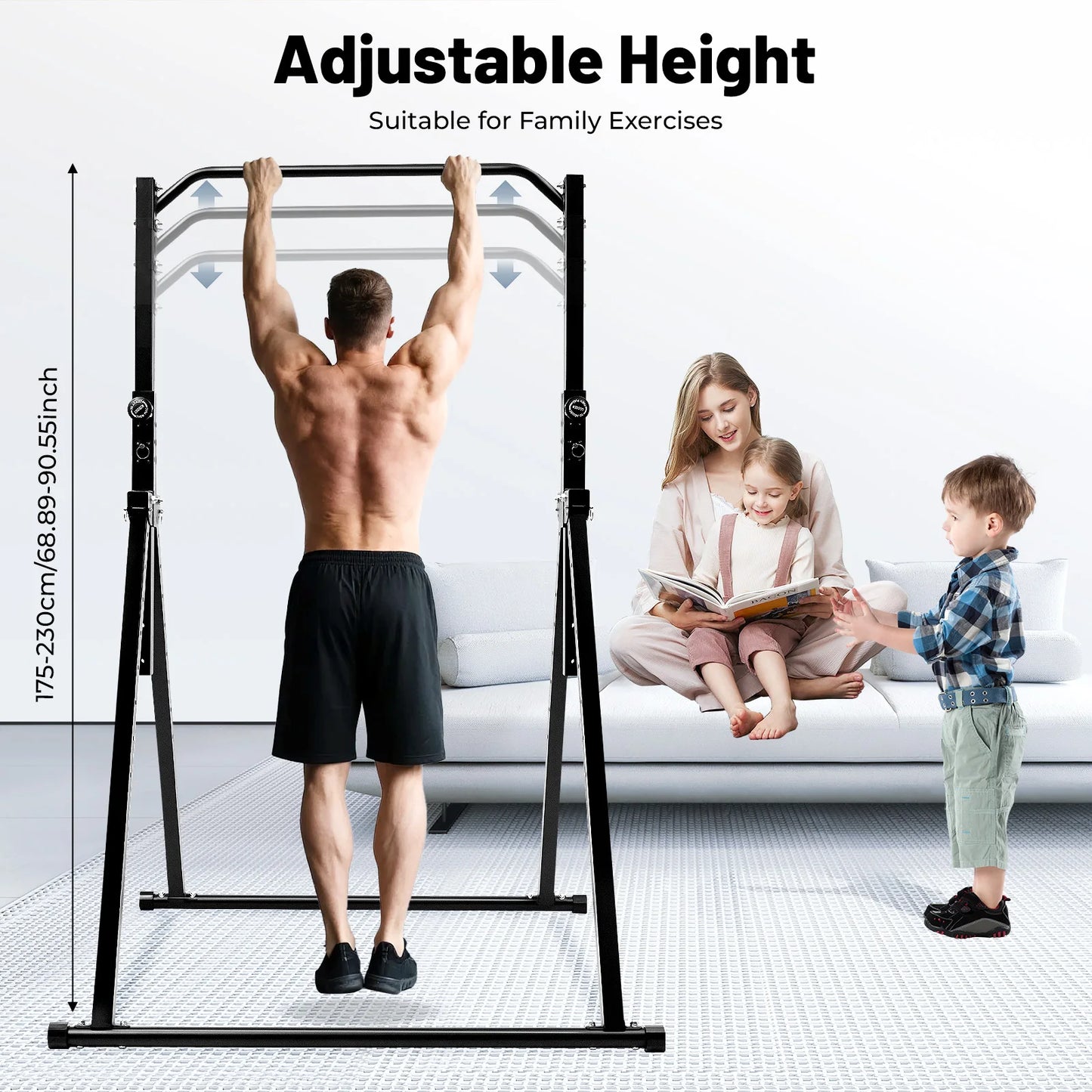 Adjustable Height Pull Up Bar For Home Gym Freestanding Triangular Station