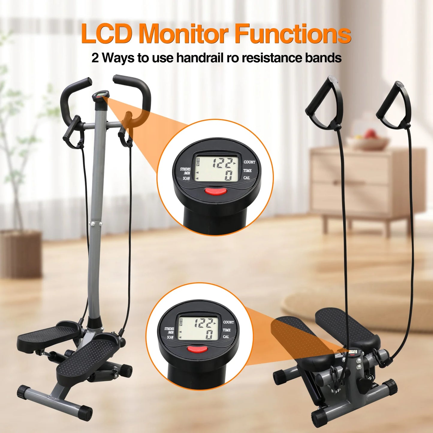 Non Exercise Stepper With LCD Monitor For Home Gym Cardio