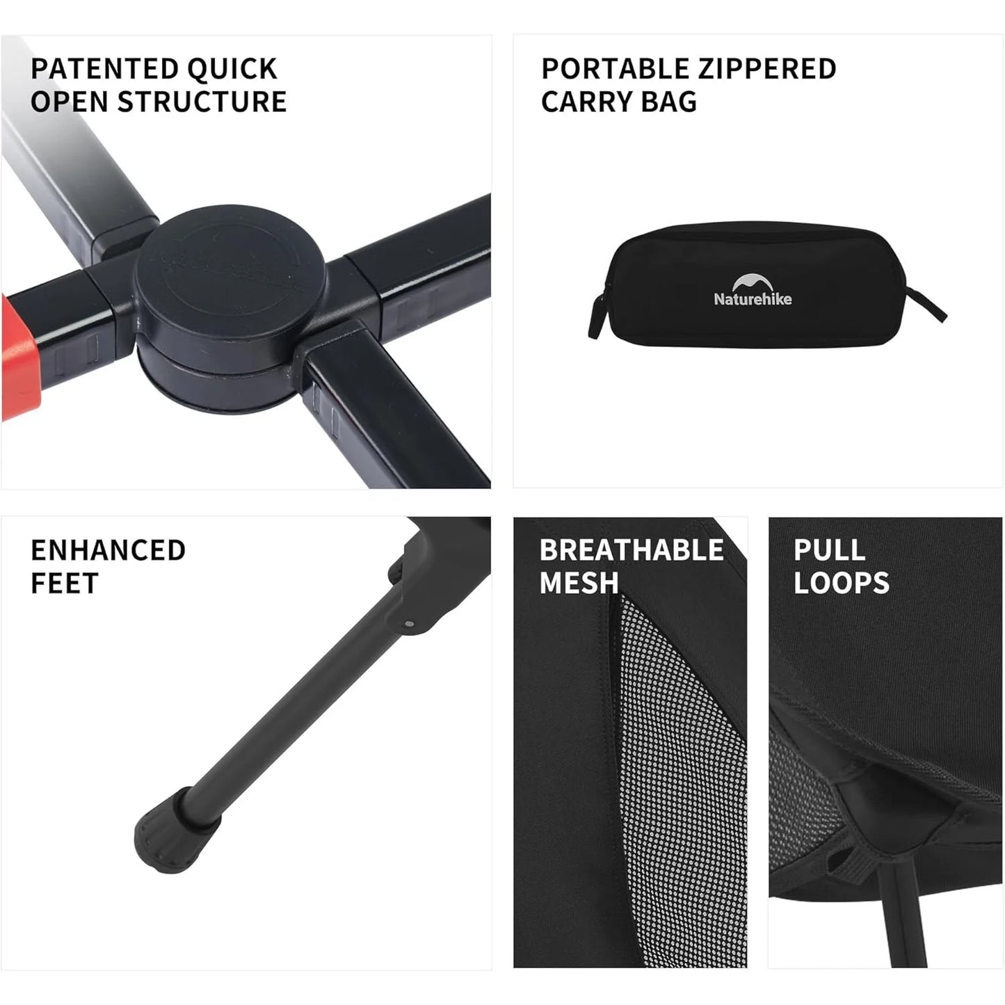 Naturehike Ultralight Folding Camping Chair Aluminum Alloy Load 200kg