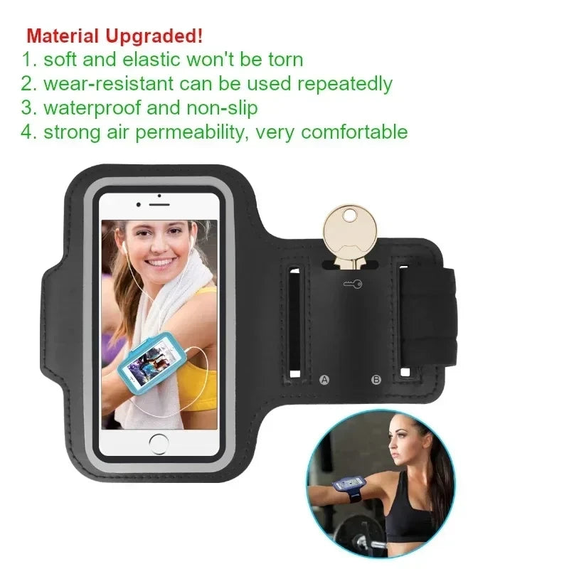 Running Armband for iPhone 13 14 15 with Card Slot & Key Pockets, Sports Arm Bands Cell Phone Holder Fit Up to 6.5 Inch