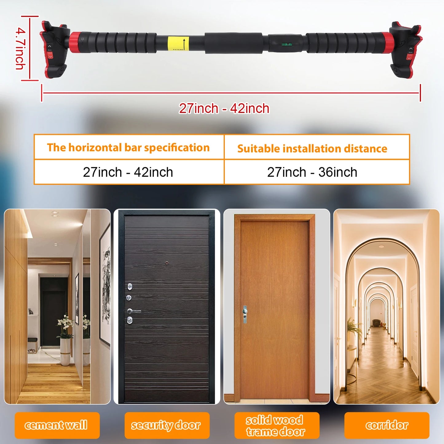 TWISTER.CK Pull Up Bar Doorway No Screws Wall Mount Adjustable