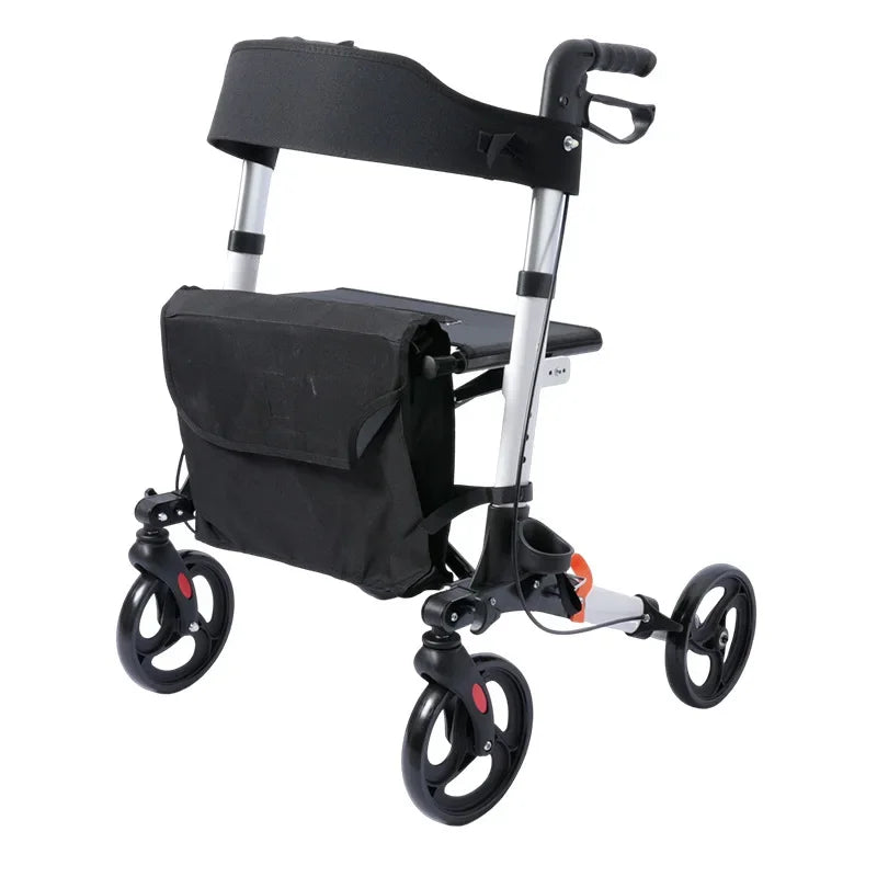Heavy Duty Rollator Walker for Seniors with Seat,Foldable Rolling Walker for All Terrain Wheels,Adjustable Walking Shopping Cart