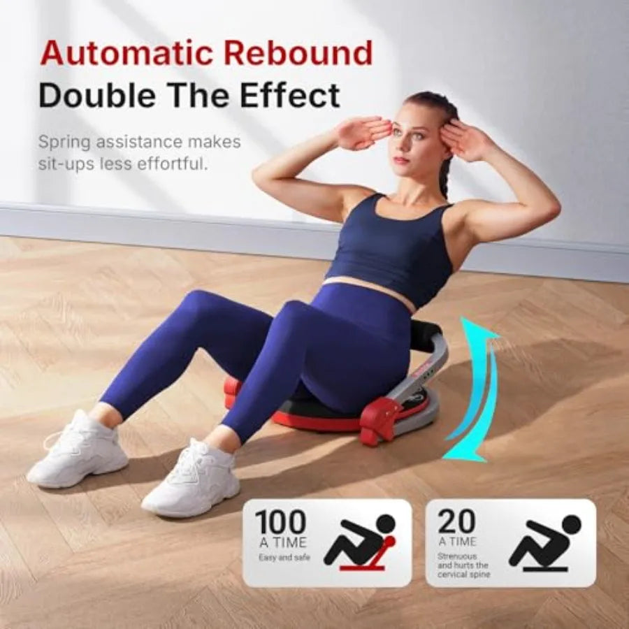 Ab Machine Sit Up Exercise Equipment with 3 Adjustable Resistance Levels Automatic Rebound Ab Crunch Machine for Core Wo