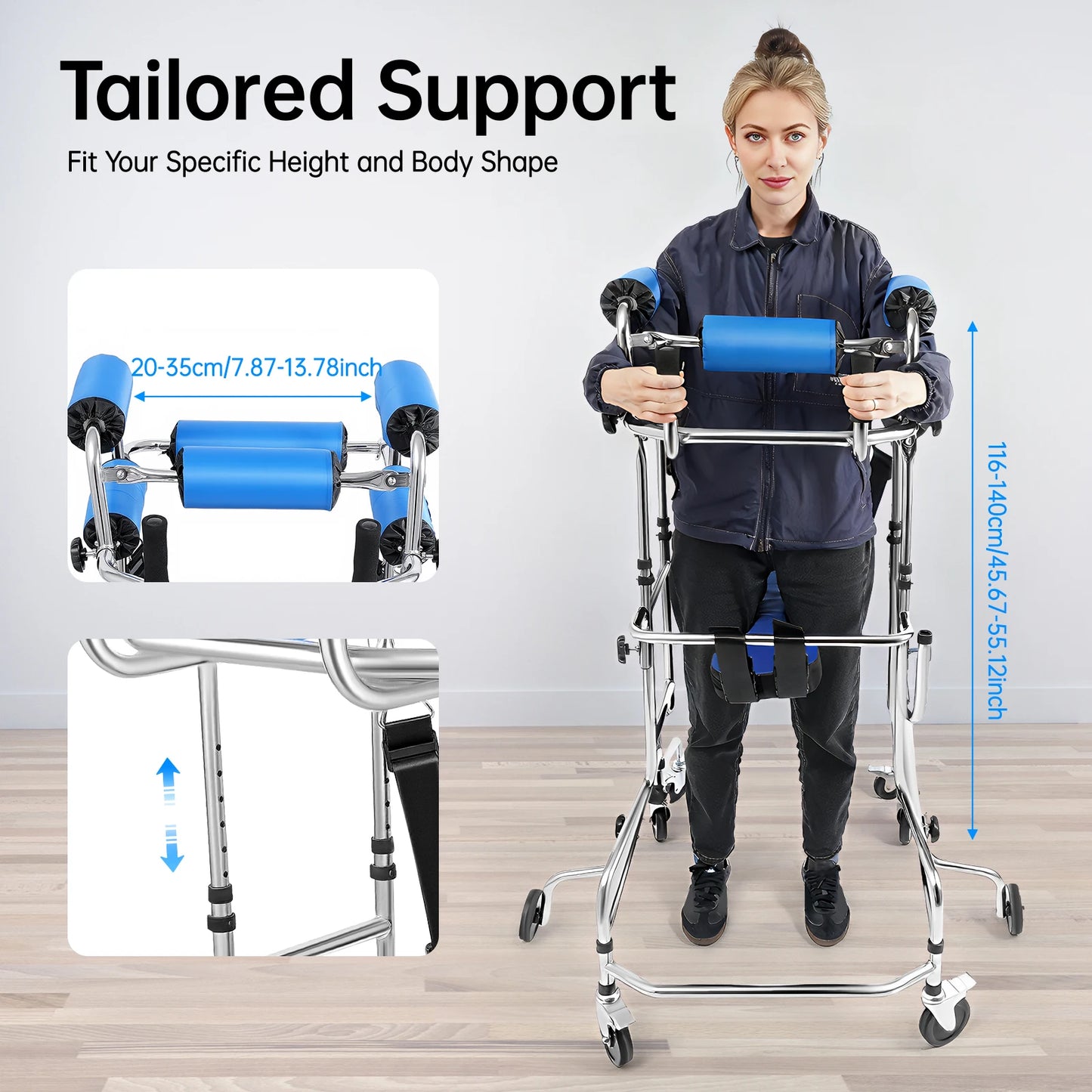 NONEM Rollator Walker With Adjustable Height And 8 Braked Wheels
