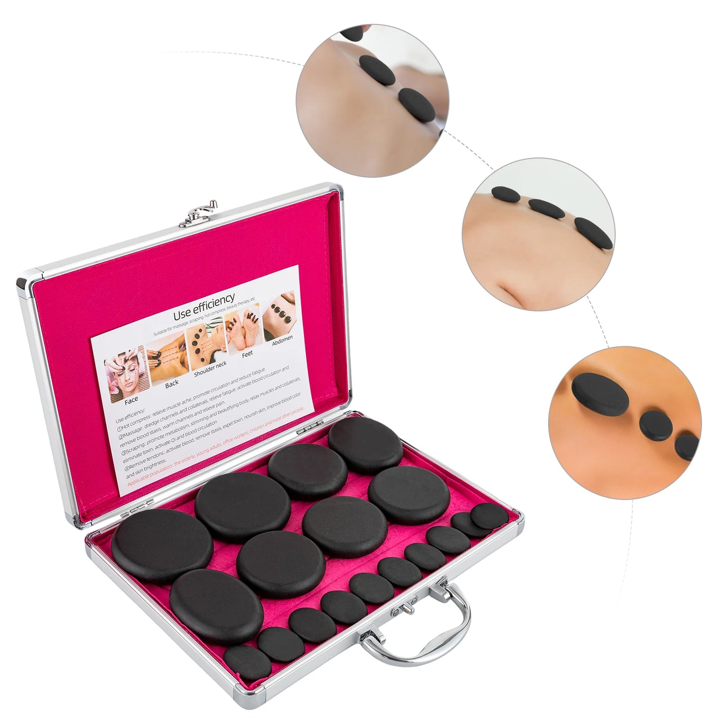 Bymaocar Hot Stones Massage Set With Heater Box