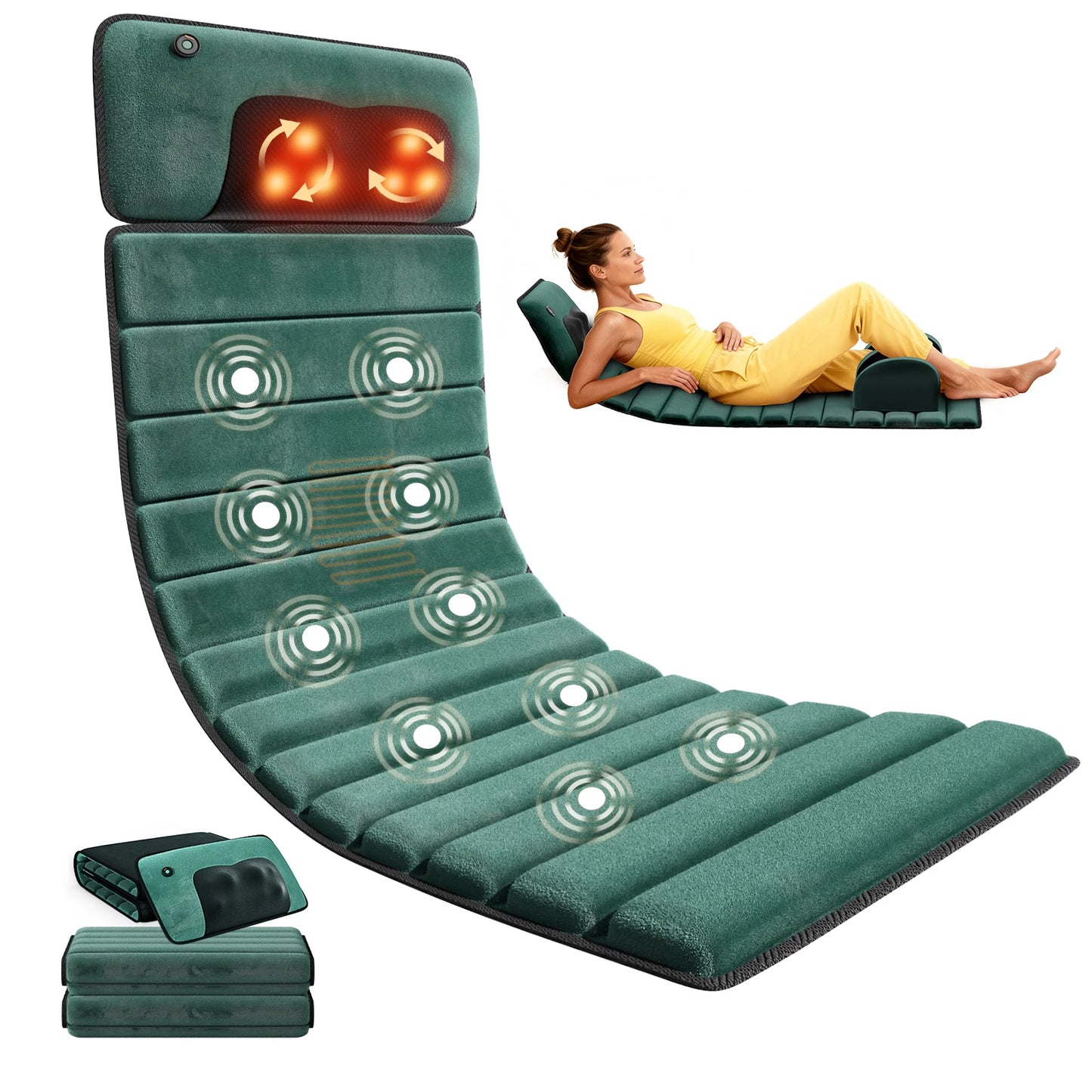 HIMOU Full Body Massage Mat With Heat Detachable Massager Pad