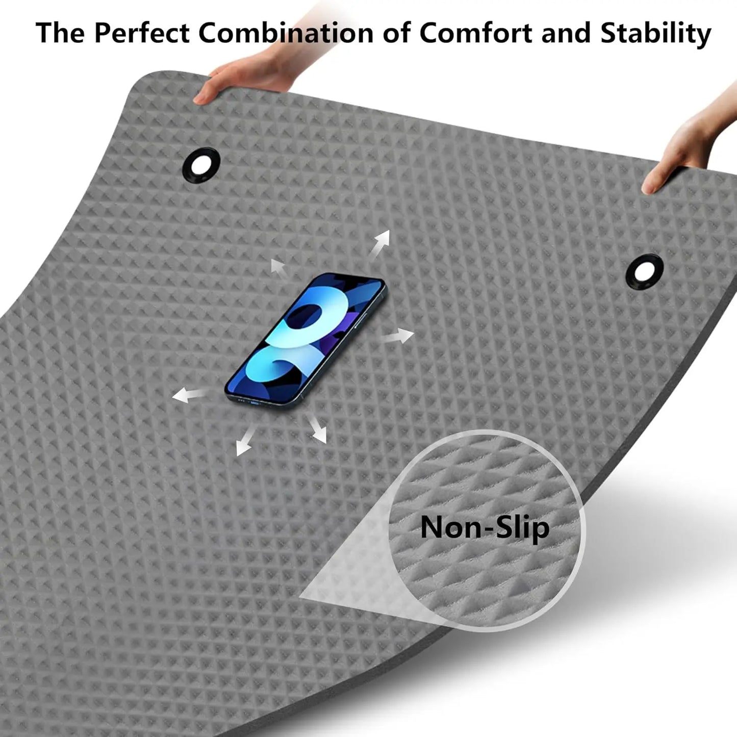 Extra Wide Non-Slip Yoga Mat with Strap and Bag, Thick Exercise Mat for Home Workouts, Pilates, Stretching