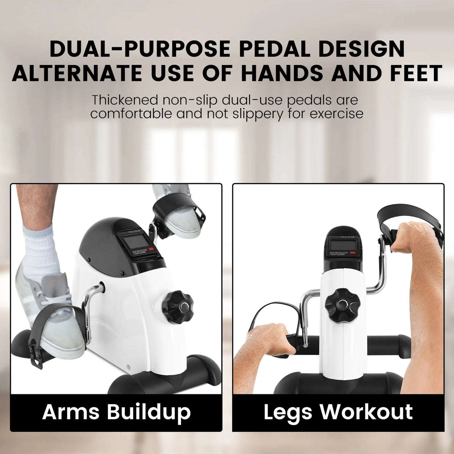 Mini Multi-Function Stepper, Exercise Bike, Digital Under Desk Bike with LCD Screen Display, Pedal Exerciser Peddler for Leg Arm