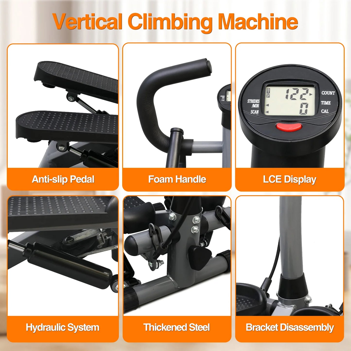Non Exercise Stepper With LCD Monitor For Home Gym Cardio