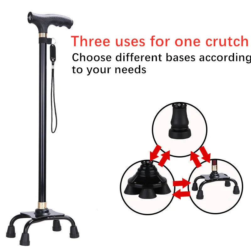 LED Light Adjustable Walking Stick For Seniors Aluminum Shaft
