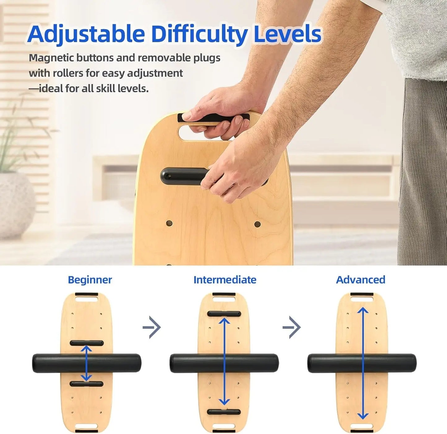 YTYIN Balance Board for Adults With Adjustable Stoppers 3 Modes