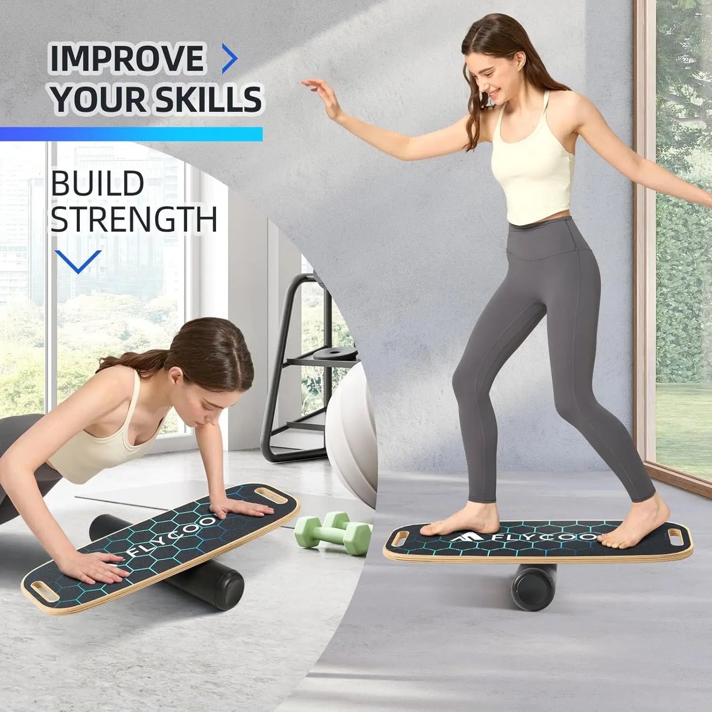 YTYIN Balance Board for Adults With Adjustable Stoppers 3 Modes