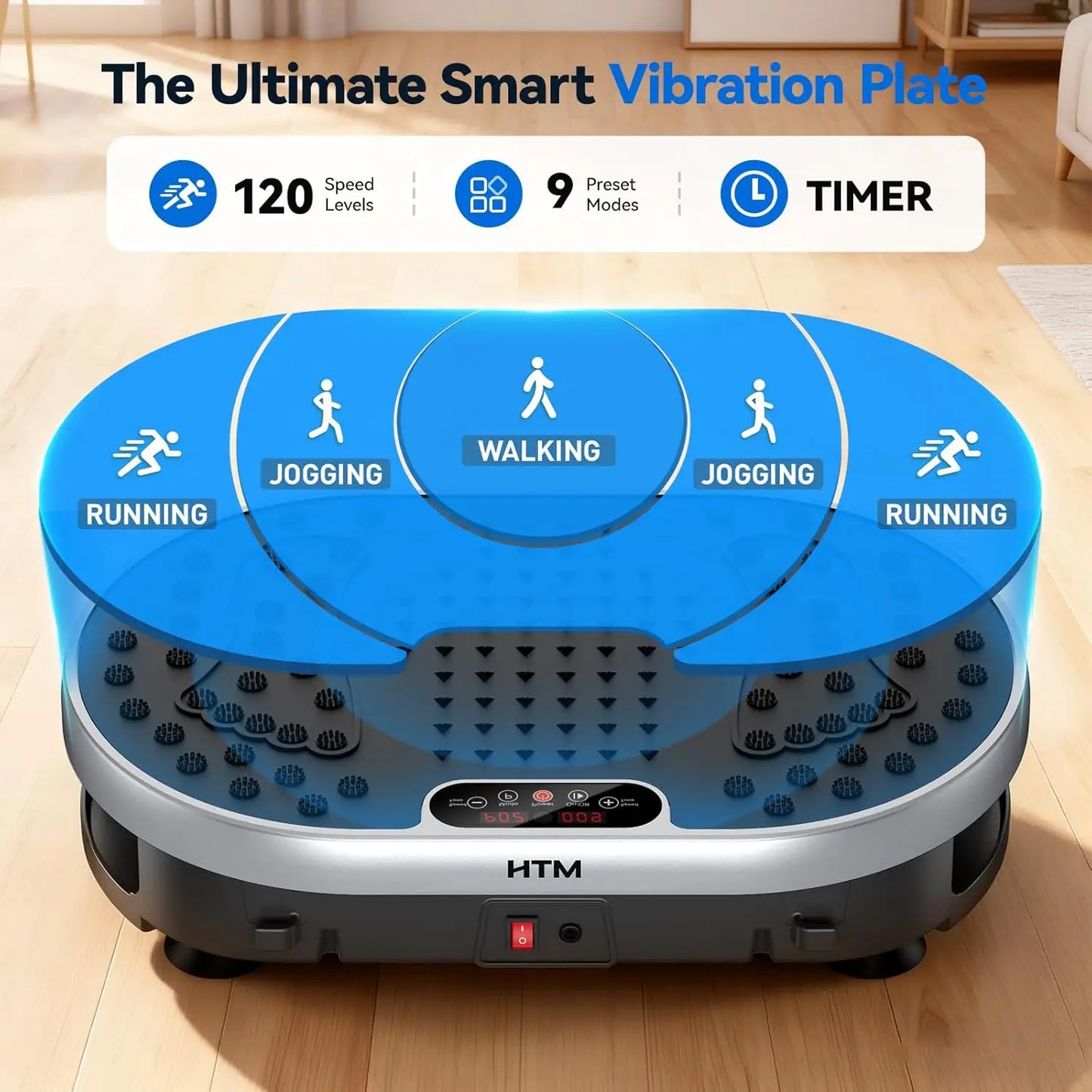 HTMM Vibration Plate Machine with 120 Speeds and 9 Presets