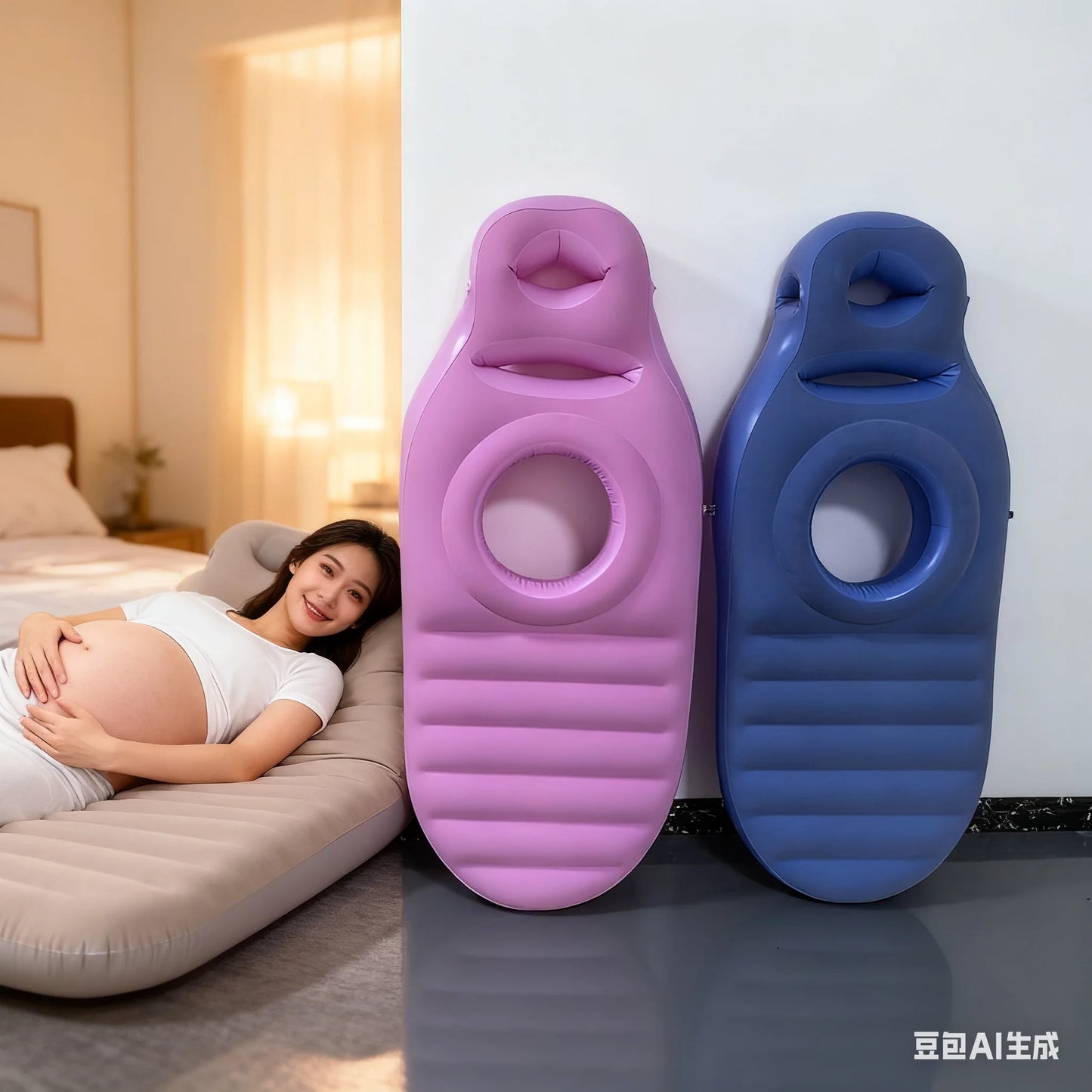 Inflatable Maternity Pillow With Belly Button Hole For Pregnant Women