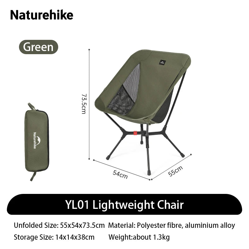 Naturehike Ultralight Folding Camping Chair Aluminum Alloy Load 200kg