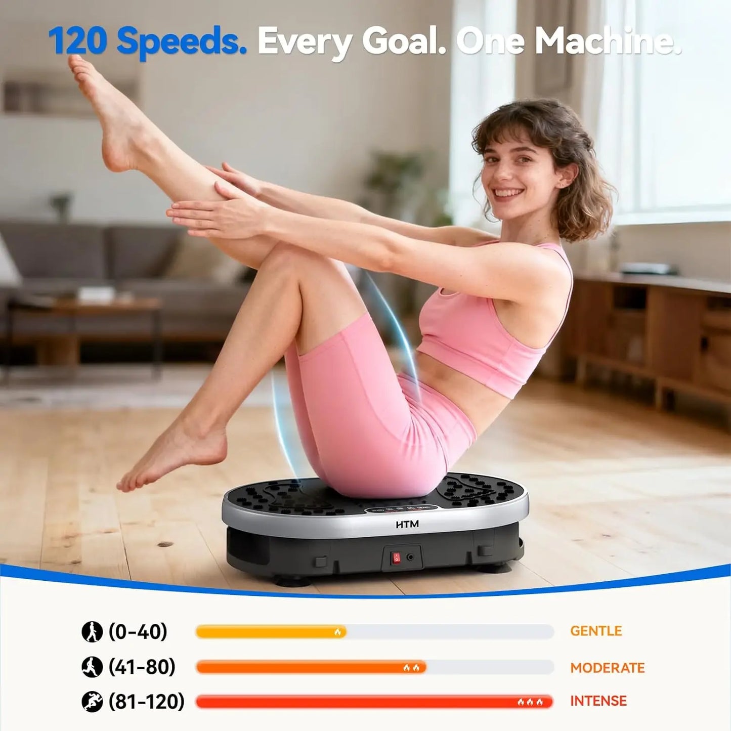 HTMM Vibration Plate Machine with 120 Speeds and 9 Presets