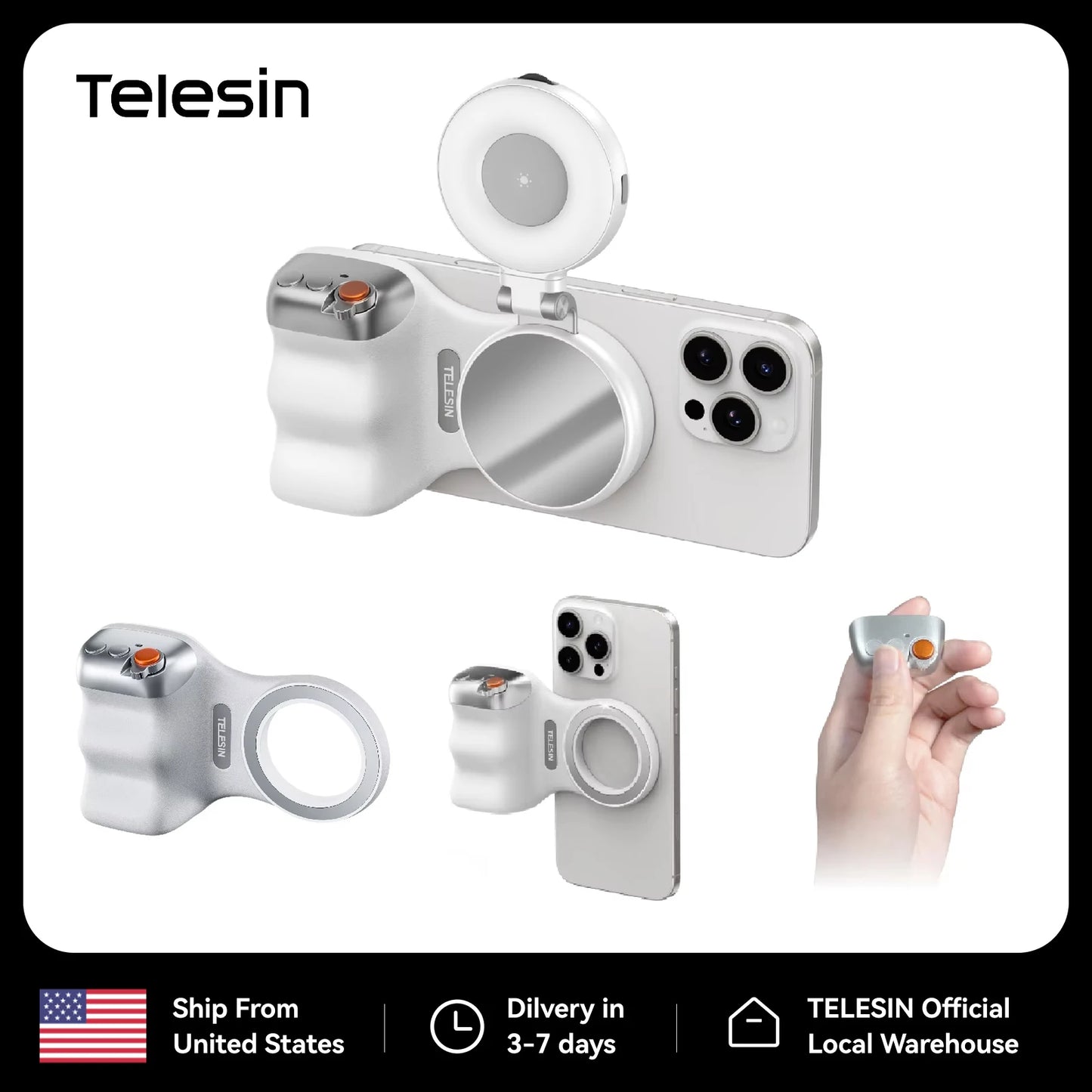 TELESIN Magnetic Grip for Smartphones With Remote Control Handle