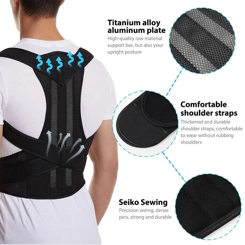 Back Brace Posture Corrector Belt For Shoulder Lumbar Support