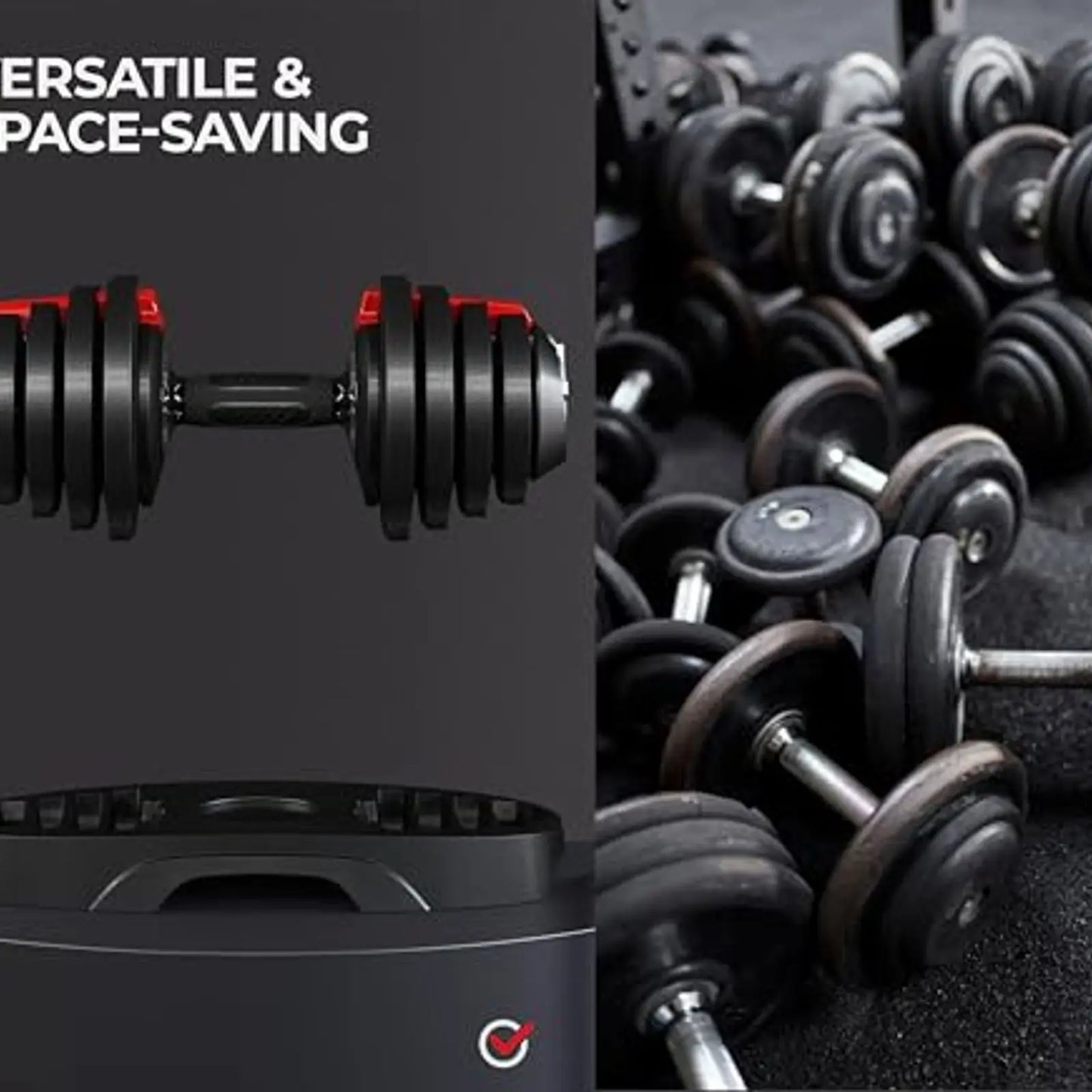 Adjustable Dumbbell Set 28/40/52.5/90 Lbs With Anti Slip Handle Tray