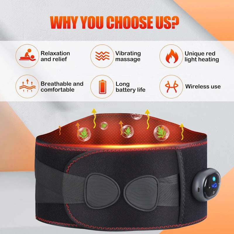 Cordless Heating And Massage Belt For Waist And Back Relief