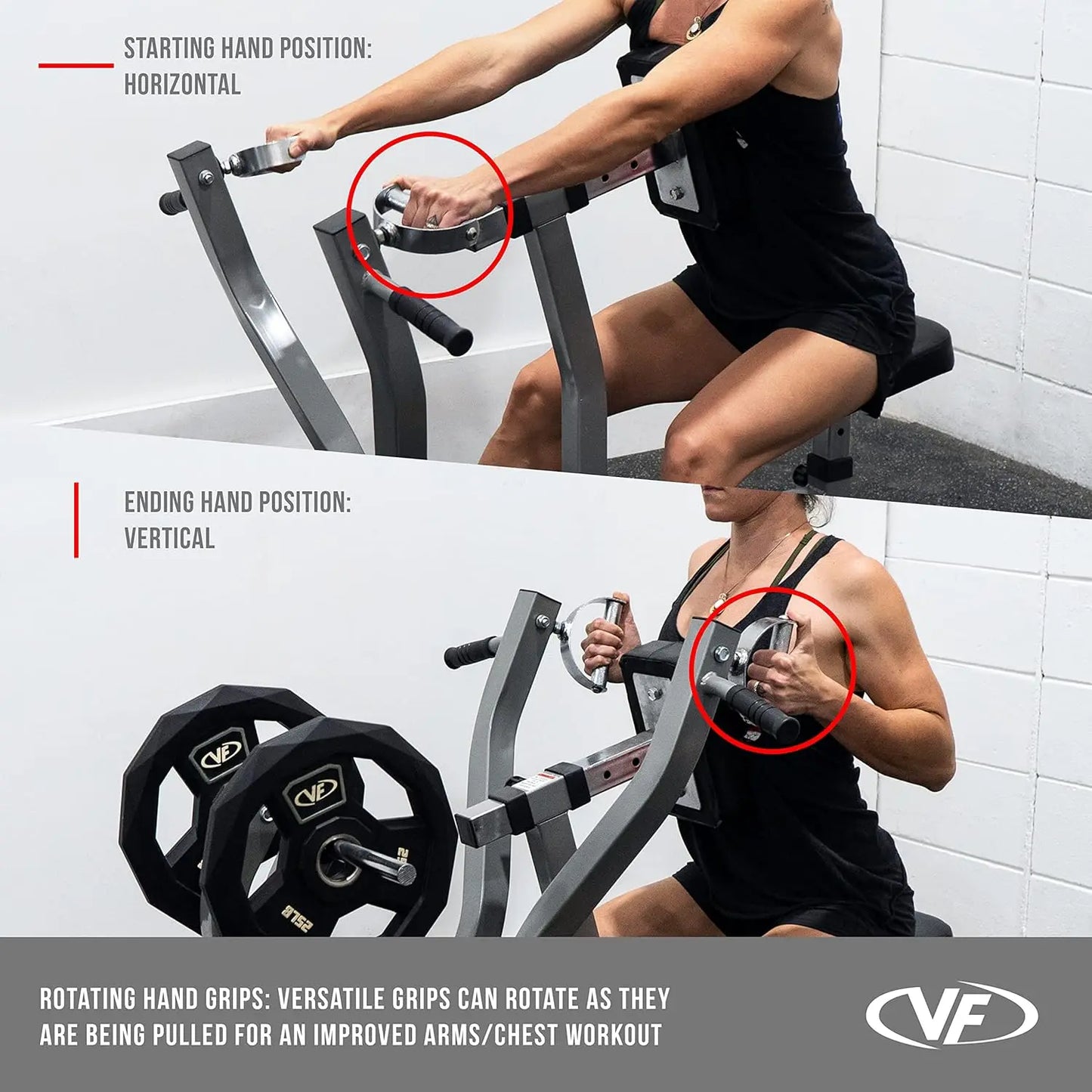 Seated Row Machine Plate Loaded With Converging Arms And Handles
