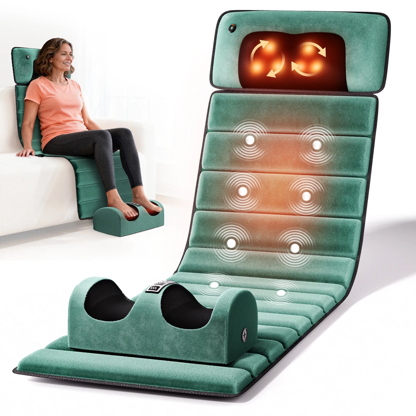 HIMOU Full Body Massage Mat With Heat Detachable Massager Pad