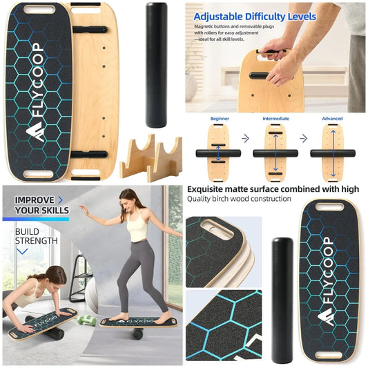 YTYIN Balance Board for Adults With Adjustable Stoppers 3 Modes