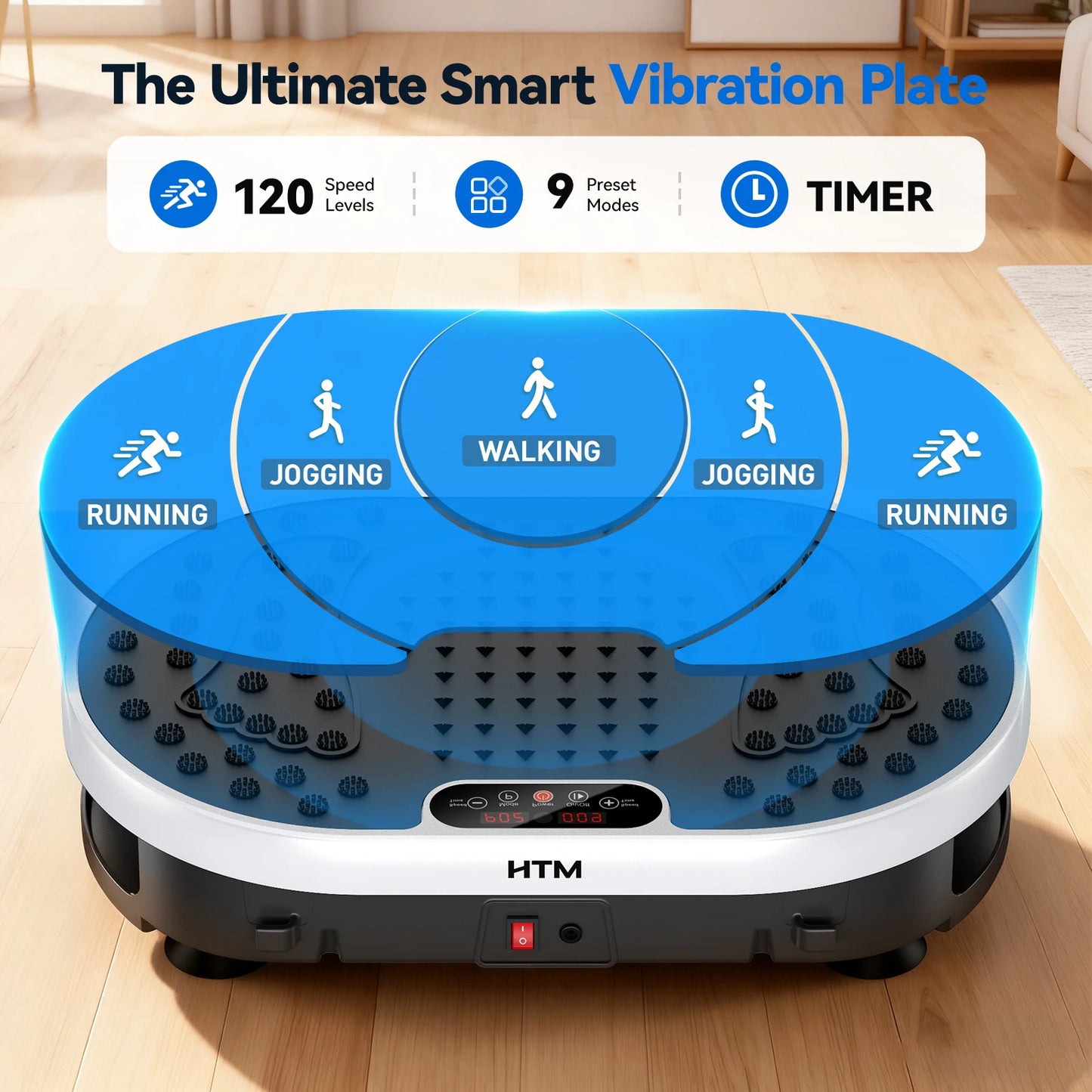 Vibration Plate High Frequency Vibration Fat Burning Fitness Platform 9 Programs 120 Levels Home Gym Weight Loss Remote Control