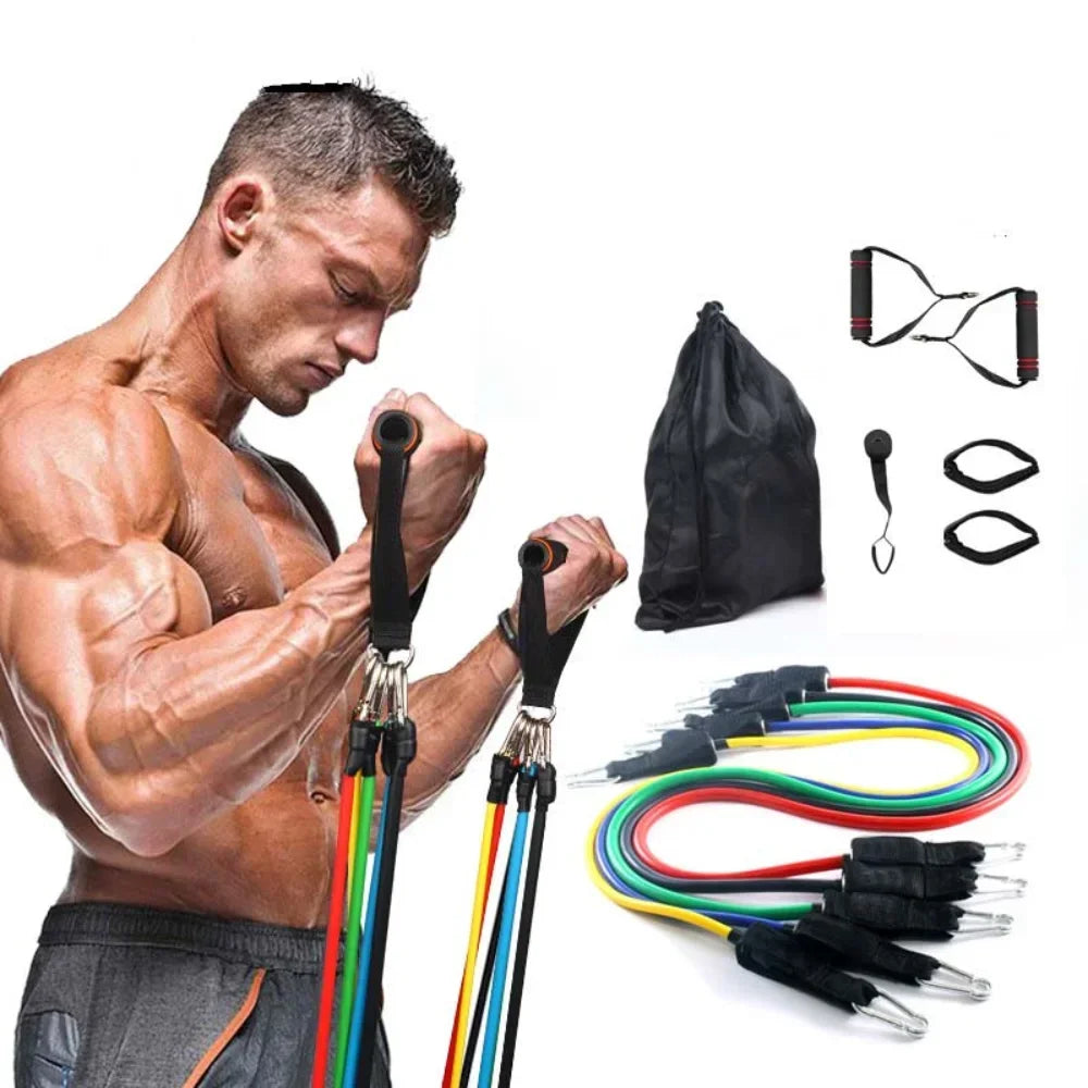 Multifunction Fitness Tension Rope 11 Piece Resistance Band Set