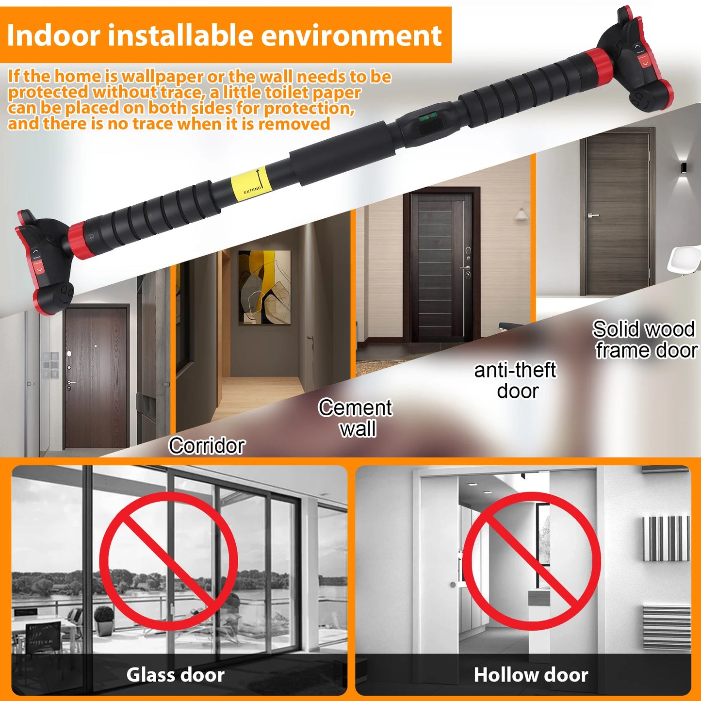 TWISTER.CK Pull Up Bar Doorway No Screws Wall Mount Adjustable