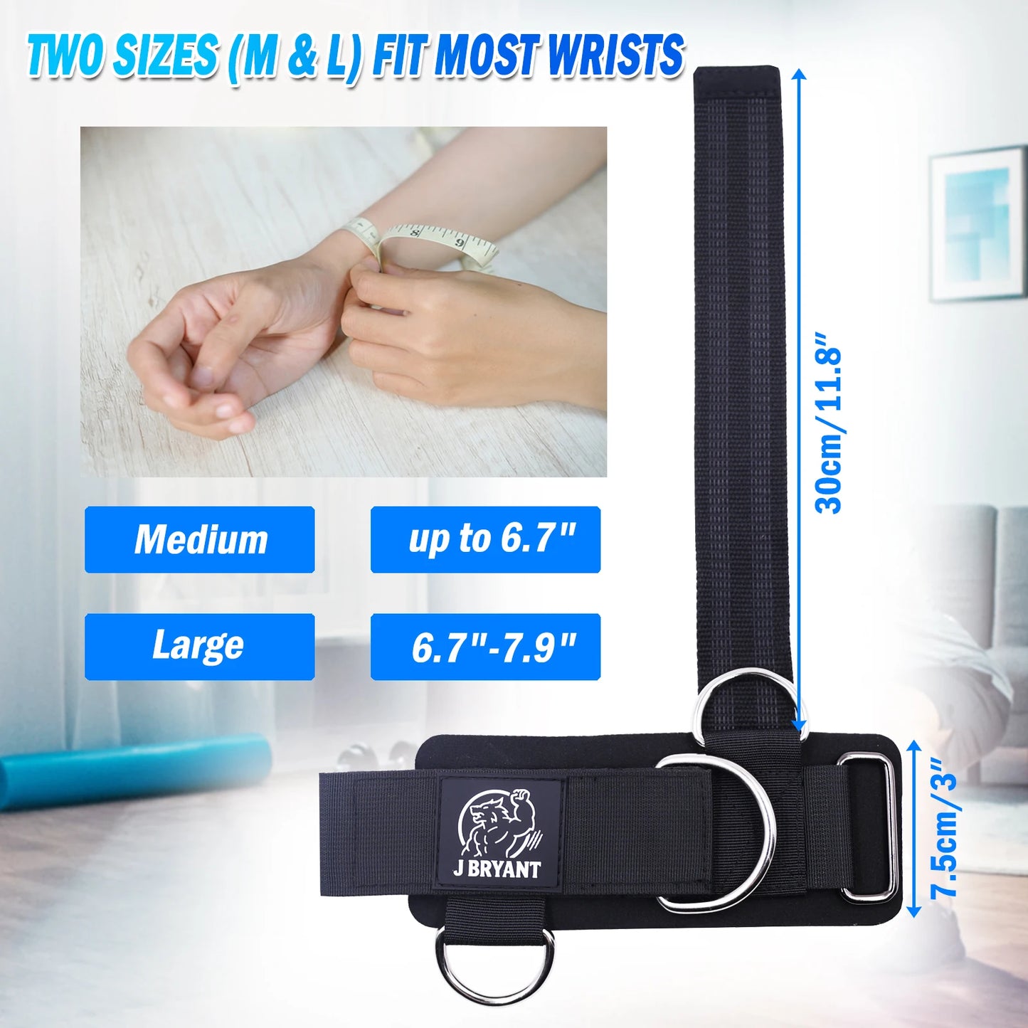J Bryant Weight Lifting Straps With Wrist Cuffs D Ring