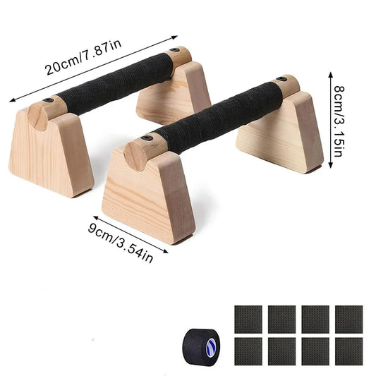 Wooden Push Up Bar Parallettes For Home Gym Strength Training