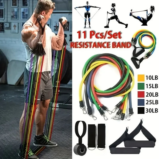 Multifunction Fitness Tension Rope 11 Piece Resistance Band Set