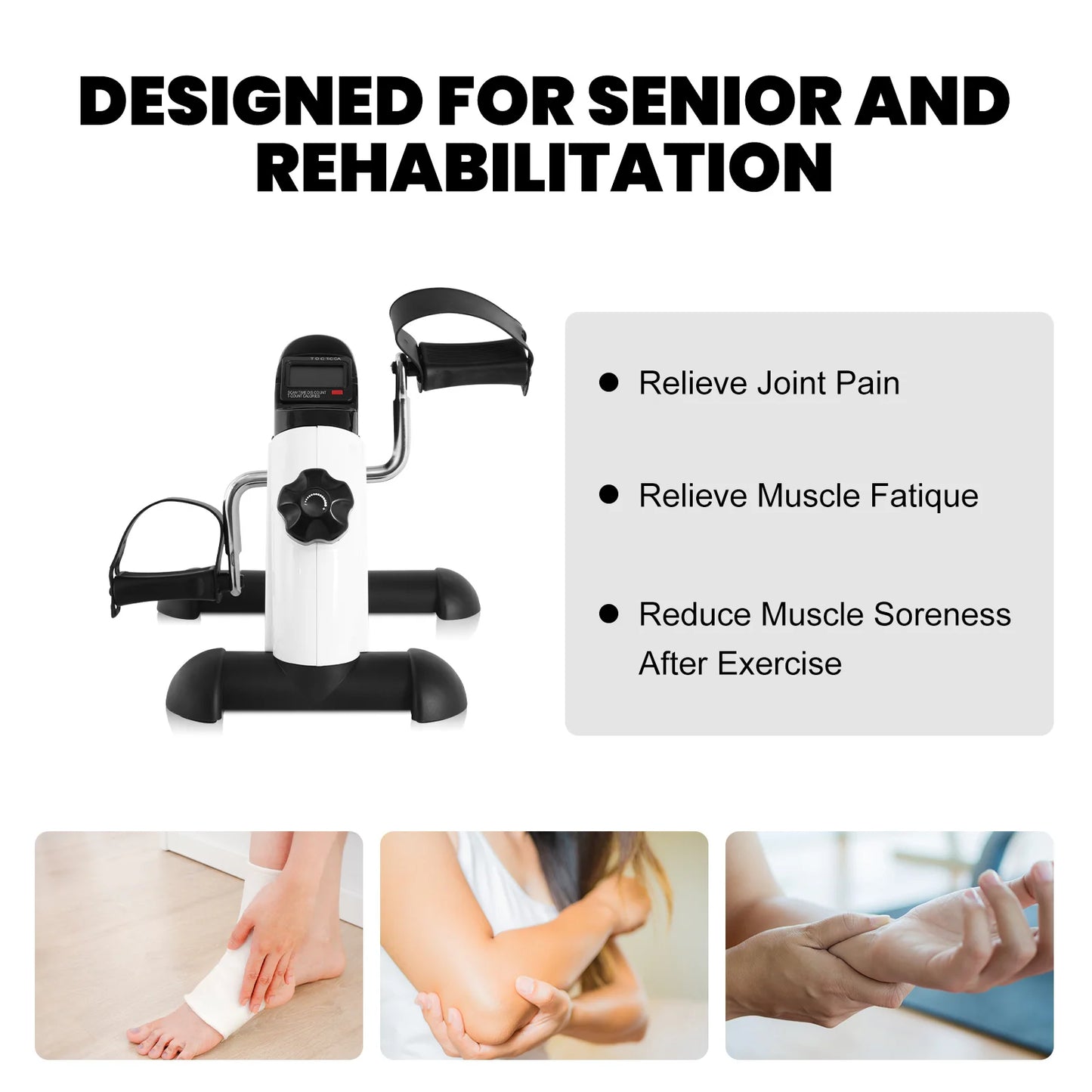 Mini Multi-Function Stepper, Exercise Bike, Digital Under Desk Bike with LCD Screen Display, Pedal Exerciser Peddler for Leg Arm